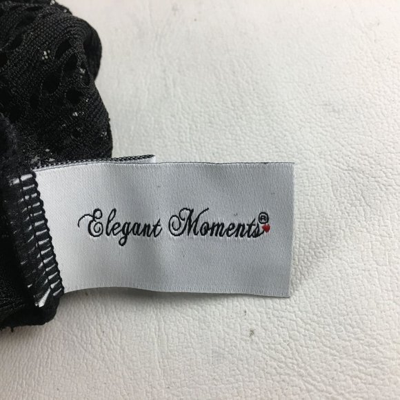 Elegant Moments Off the Shoulder Deep V Lace Bodysuit, Women's Size 2X - Black - Picture 6 of 12